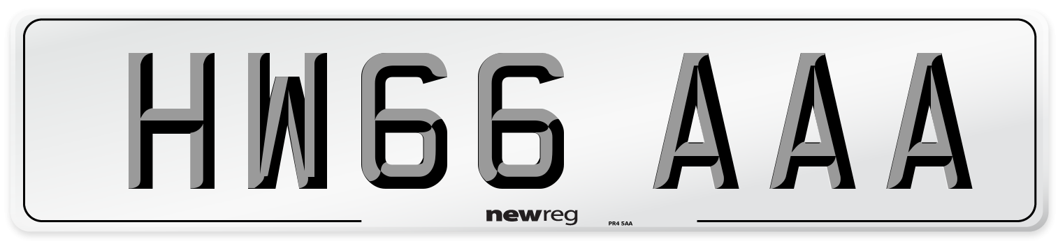 HW66 AAA Number Plate from New Reg